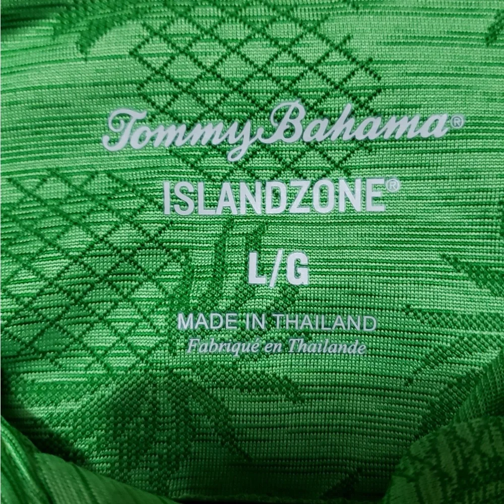 Tommy Bahama Island Zone Palm Coast Pineapple Short Sleeve Polo Size L ~ Green - Picture 6 of 7